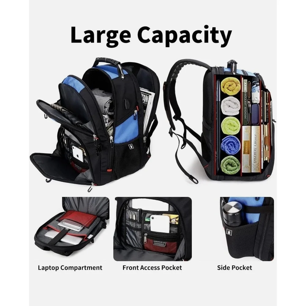 Soldier Knife Laptop Backpack Blue Black Travel School Bag Multi Pocket 18 inch